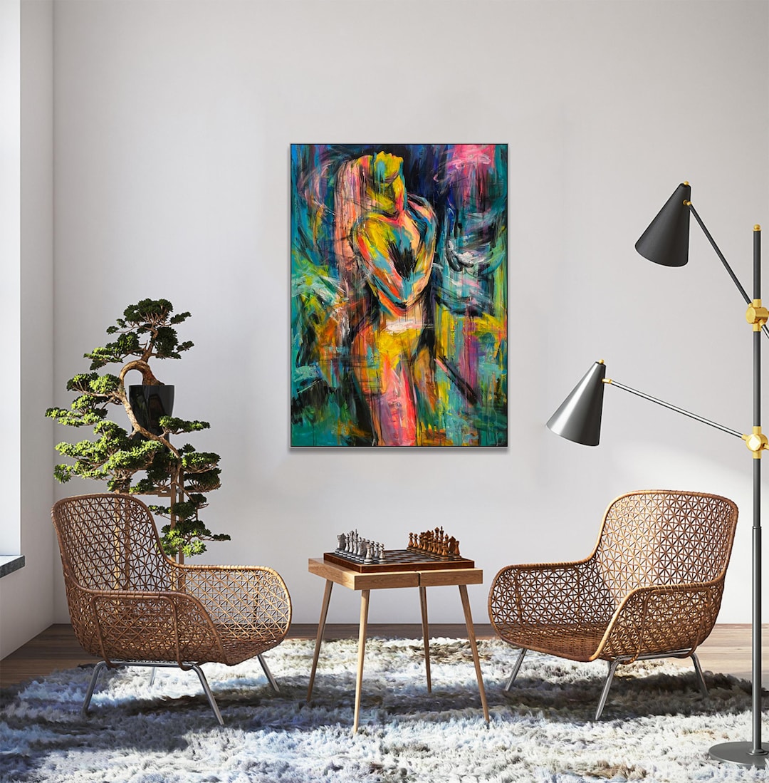 Large Colorful Abstract Female Figure Painting – Expressionist Canvas ...