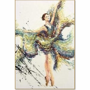 Abstract Ballerina Oil Painting: Elegant Dancer Wall Art (28&quot;x20&quot;)