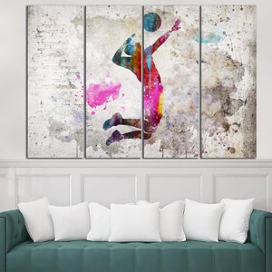 Astratto Giocatore di pallavolo Canvas Wall Art Giocatore di pallavolo Silhouette Stampa moderna Pallavolo Multi Pannello Stampa Sport Motavational Art immagine 3