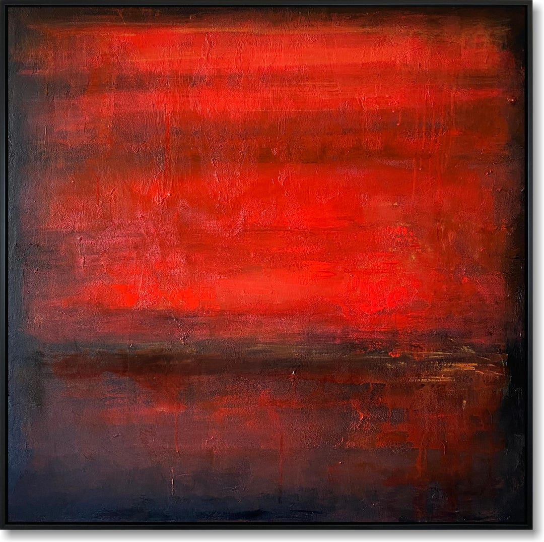 Large Bold Red and Black Abstract Canvas Wall Art Minimalist Modern ...