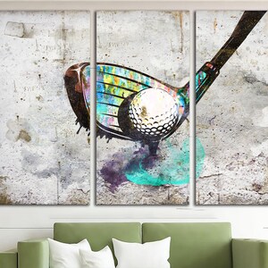 Golf club Wall Art Golf Ball Print Art Sports Golf Print Wall Art Motivational Decor Golf club Multi Panel Print for Living Room Decor image 2