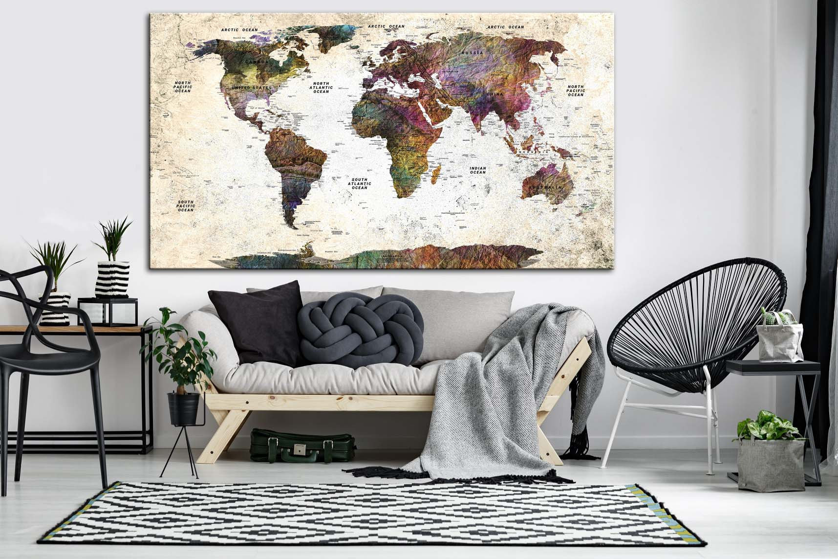 900x600mm/A1/A2 Vintage Map Poster Print Retro Hanging Picture Home Office  Decor