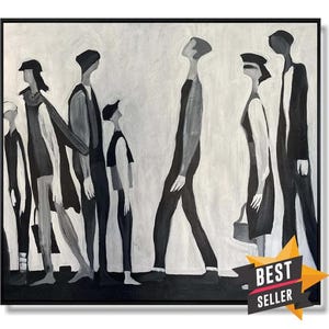 Pintura Abstrata de Pessoas – Arte Figurativa em Preto e Branco