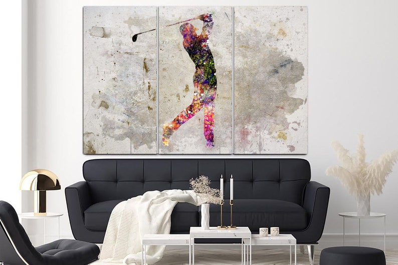 Golf Player Watercolor Print Golfer Poster Sport Art Golf Player Batting The Golf Ball Painting Print Golf match Modern Sport Decor Wall Art image 2