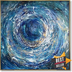 Swirling Blue Ocean Vortex Painting – Textured Abstract Wall Art