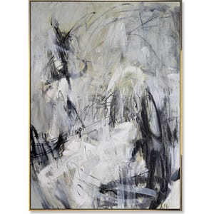 Grande dipinto astratto in bianco e nero moderno su tela monocromatico arte murale espressionista decorazione della casa soggiorno arte murale arte incorniciata