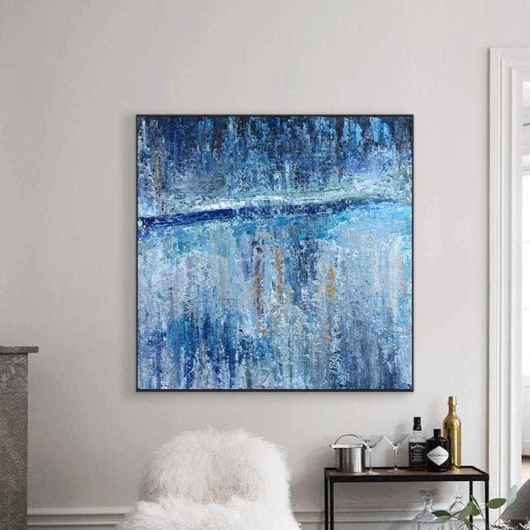 Large Blue Abstract Painting Textured Canvas Wall Art Ocean Inspired ...
