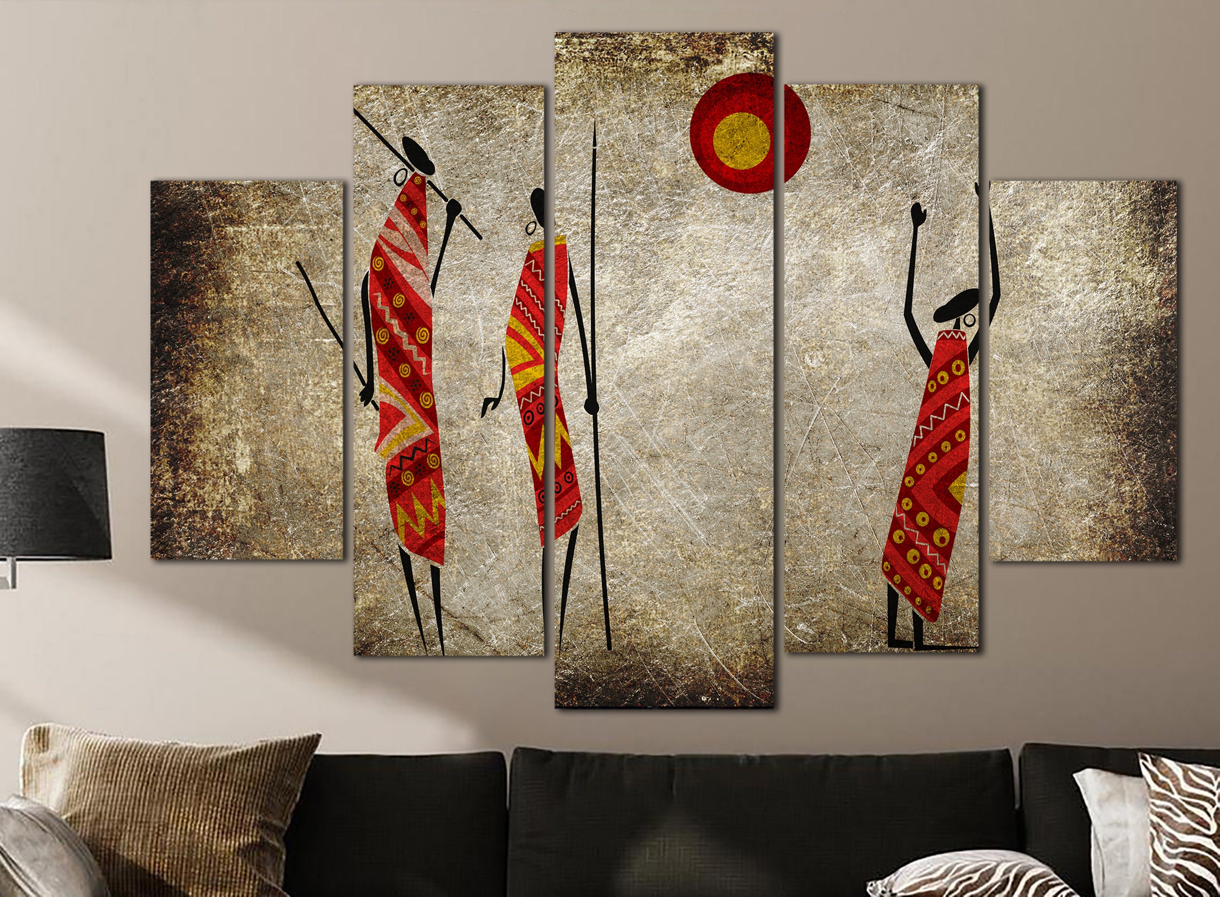 Abstract African Women Canvas Wall Art African Culture Multi Etsy
