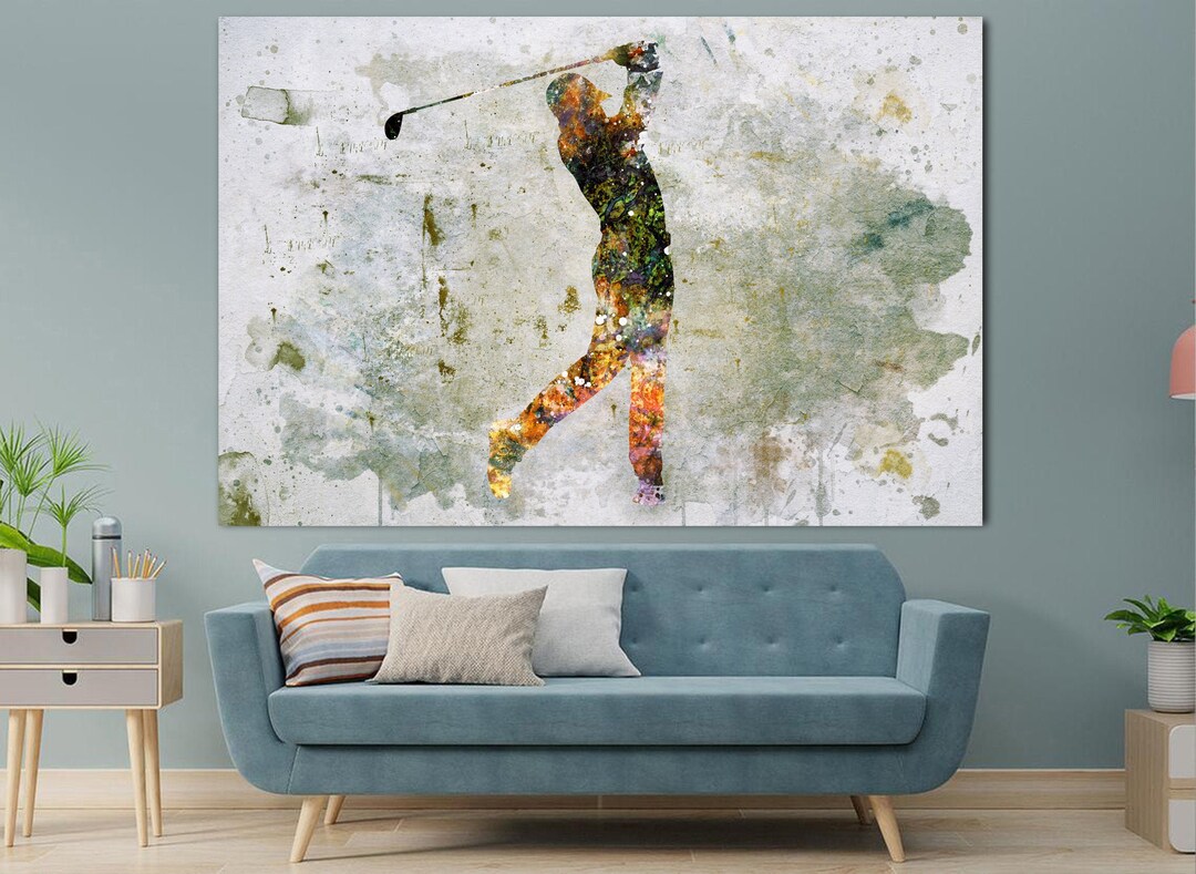 Abstract Golf Canvas Art Golf Player Silhouette Wall Art Sports