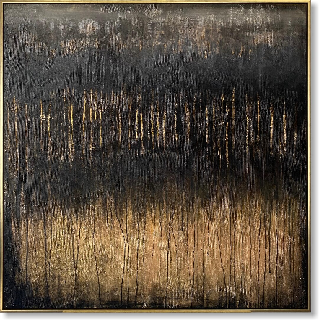 Luxury Large Abstract Black and Gold Canvas Art Statement Textured ...