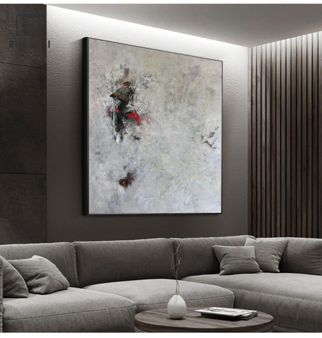 Large Beige Abstract Oil Painting – Modern Textured Canvas Wall Art ...