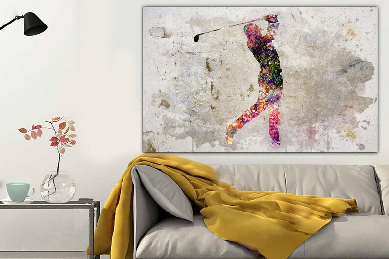 Golfspieler Aquarell Druck Golfer Poster Sport Art Golfspieler Batting The Golf Ball Painting Print Golf match Modern Sport Decor Wall Art Bild 4