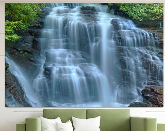 Waterfall Print on Canvas Forest Waterfall Poster Multi Panel Print Woodland Print Nature Wall Parint Landscape Poster New Apartment Gift