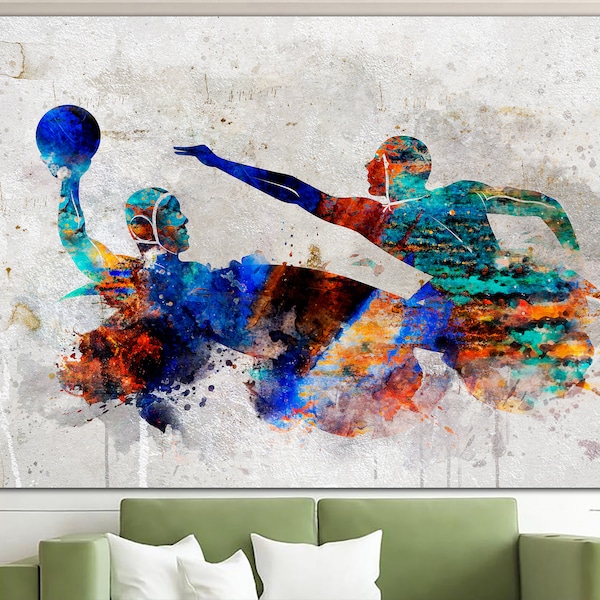 Waterpolo Print Waterpolo Jongens kamer kunst waterpolo cadeau Watersport Tiener kamer waterpolo Canvas Art Water Polo Fan Gift Decor Voor Interieur