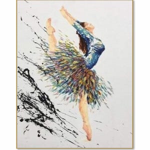Abstract Ballerina Painting: Modern Ballet Dancer Canvas Art (28x20&quot;)