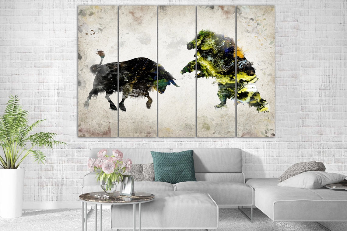 Bull and Bear Canvas Wall Art Wall Street Art Multi Panel Etsy UK