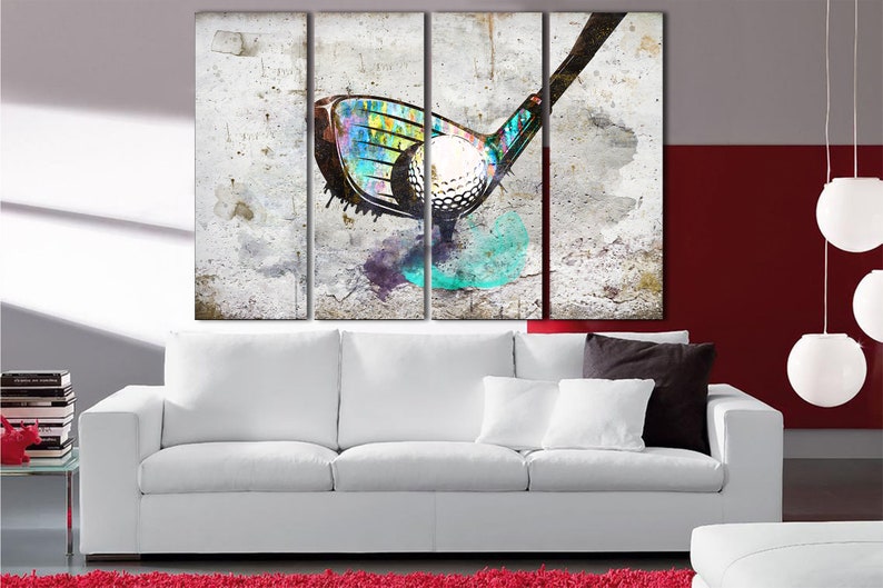 Golf club Wall Art Golf Ball Print Art Sports Golf Print Wall Art Motivational Decor Golf club Multi Panel Print for Living Room Decor image 3