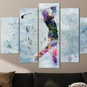 Abstract Golf Player Wall Art Golf Player Silhouette Art Sports Motivational Decor Golf Player Multi Panel Print for Living Room Wall Decor image 4