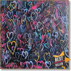 Pintura de coração de grafite – Arte de parede de amor colorido