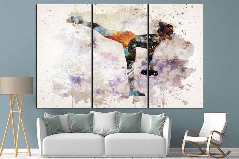 Workout Canvas Wall Art Abstract Fitness Print Modern Gym Wall Art Sports Motivational Multi Panel Print for Living Room Wall Decor image 2