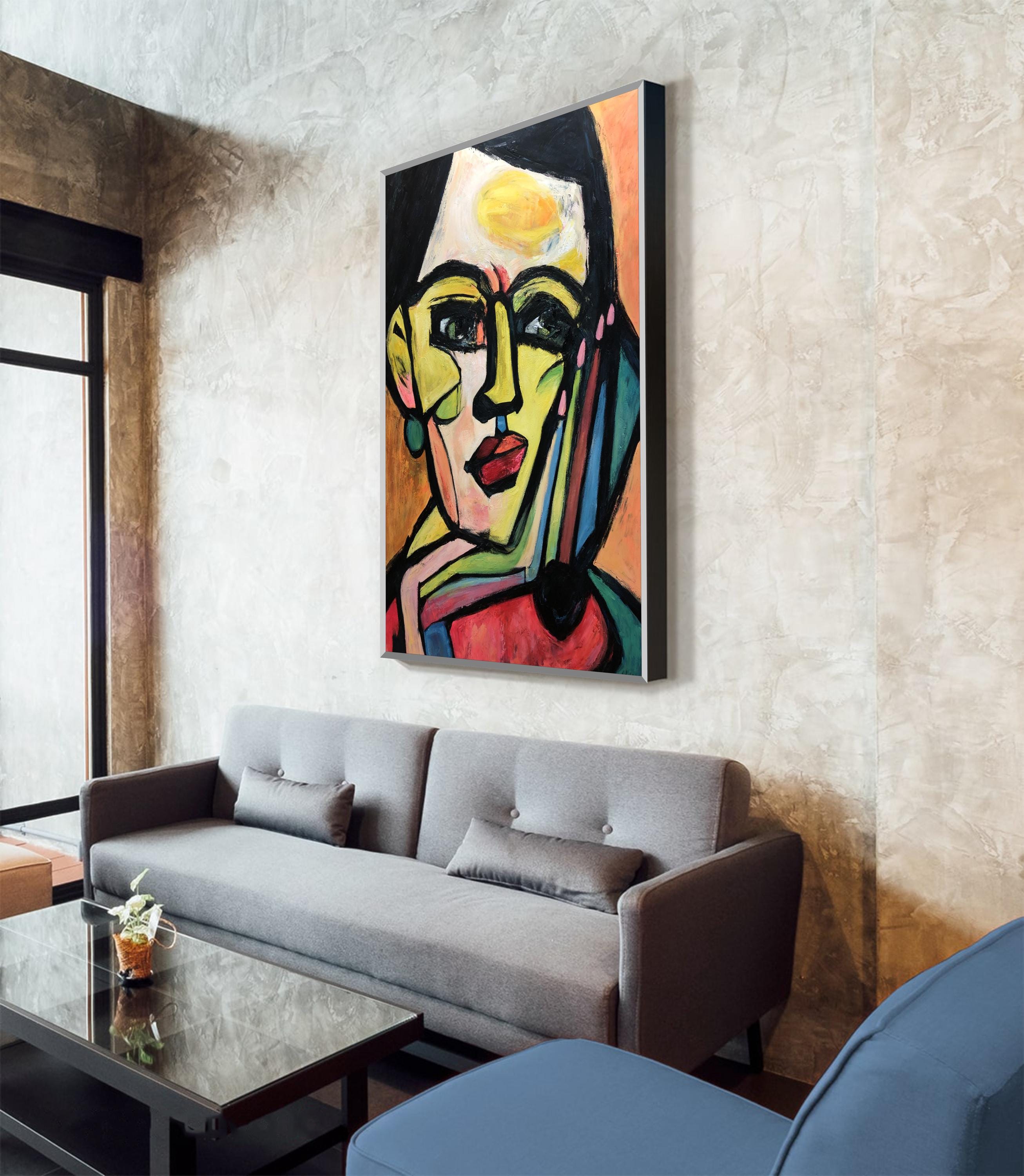 Cubist Portrait Painting – Bold Colorful Abstract Face Art - Etsy