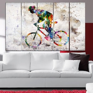 Fietser Wall Art Bycicle Aquarel Print Road Bicycle Racing Poster Cyclist Print Fietsen Illustratie Road Cyclist Race Wall Hangings Art afbeelding 3