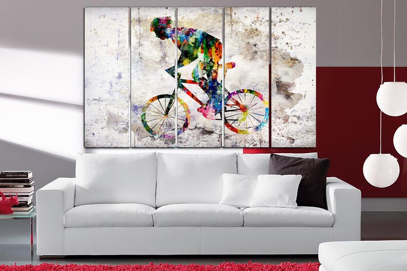 Fietser Wall Art Bycicle Aquarel Print Road Bicycle Racing Poster Cyclist Print Fietsen Illustratie Road Cyclist Race Wall Hangings Art afbeelding 3