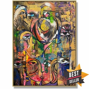 Colorful Abstract Faces Painting – Modern Expressionist Art