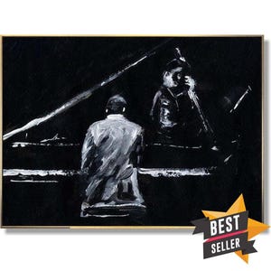 Jazz Musicians Painting – Black and White Music Wall Art
