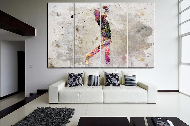 Golf Player Watercolor Print Golfer Poster Sport Art Golf Player Batting The Golf Ball Painting Print Golf match Modern Sport Decor Wall Art image 1