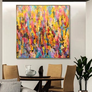 Vibrant Brushstrokes Colorful Abstract Textured Painting Modern Wall Art