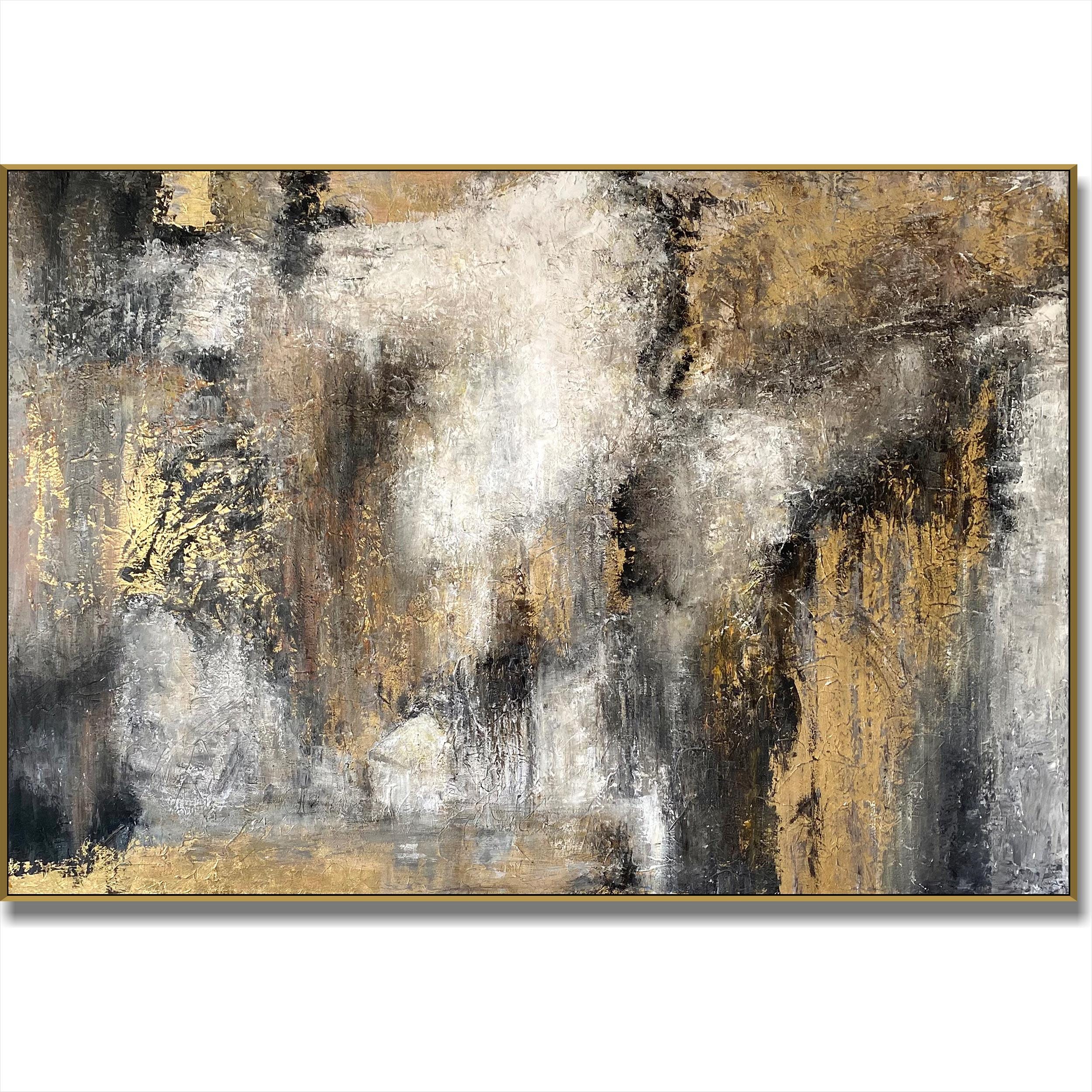 ゴールドアート＊テクスチャーアート抽象画アクリル画現代アート輝く光金箔絵画原画 抽象アクリル画 金箔アート 大きな金箔の抽象画：テクスチャード