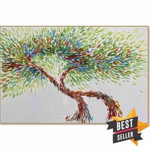 Colorful Tree Painting on Canvas – Nature Wall Art
