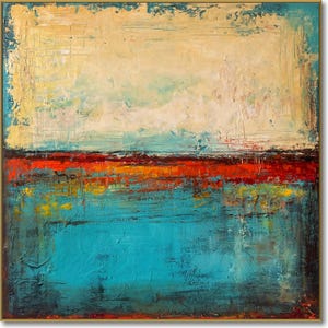 Abstract Blue and Red Rothko Style Painting