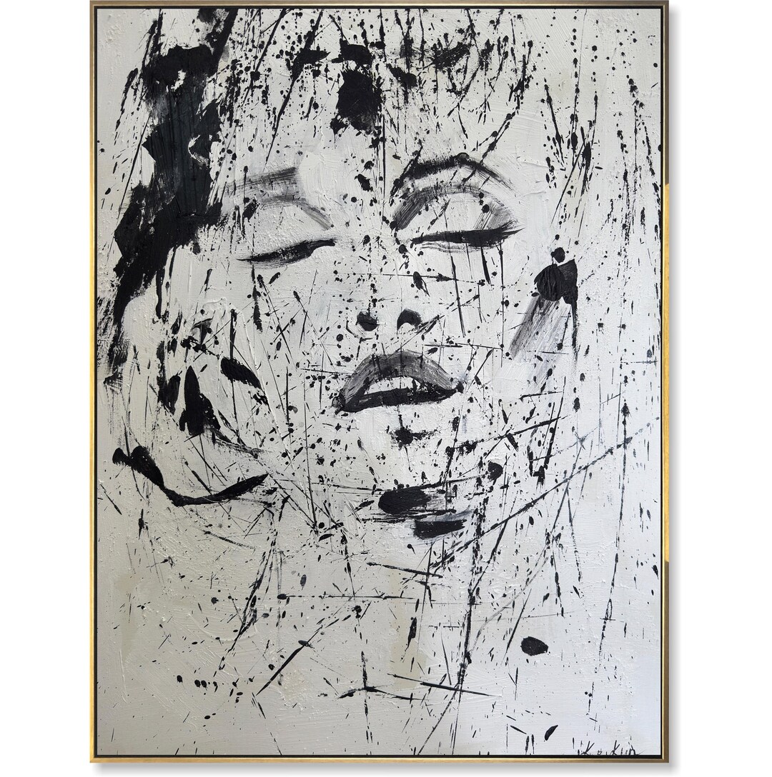Figurative Abstract Wall Art Black and White Abstract Face Paintings on ...