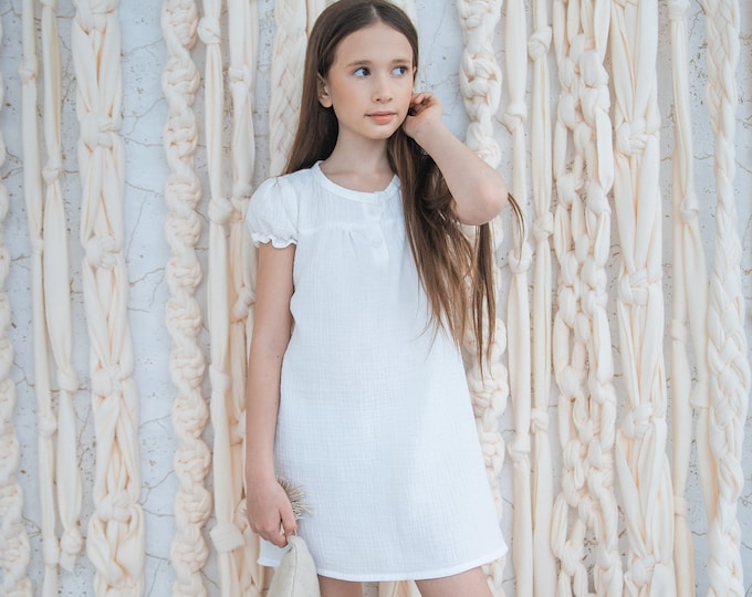 Muslin White Nightie for Girls Muslin Nightgown Girls Etsy
