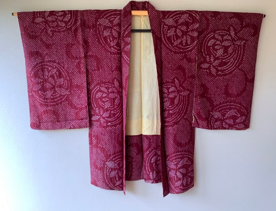 Antique Japanese Kimono Haori Jacket Silk Shibori