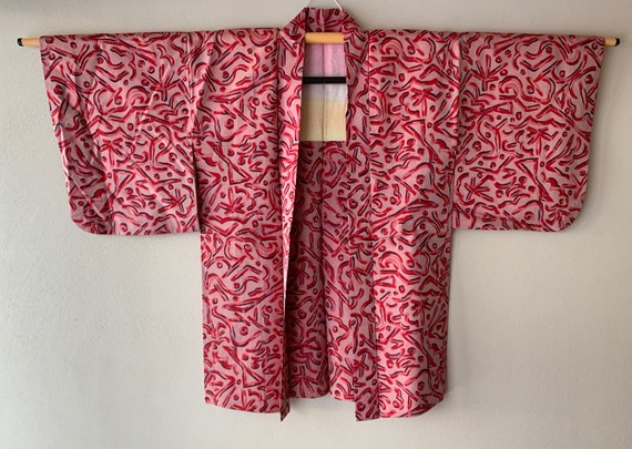 Antique Japanese Kimono Haori Jacket Meisen Silk a