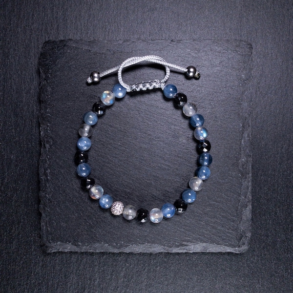 Bracelet in Labradorite Kyanite and faceted black Hematite 6 mm High Quality | Healing Gemstones Perfect Meditation | Gift idea