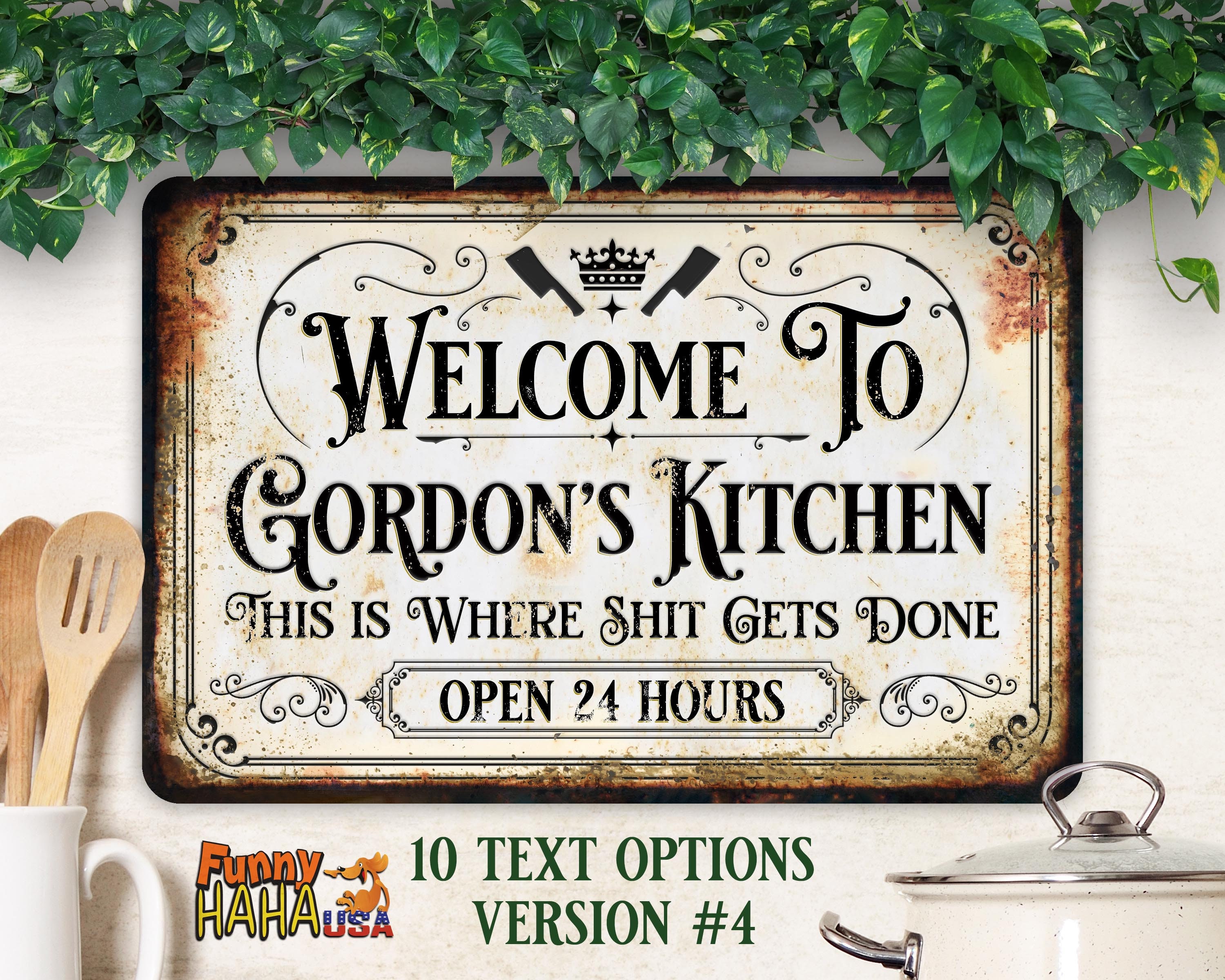 Personalized Vintage Metal Kitchen Sign Etsy