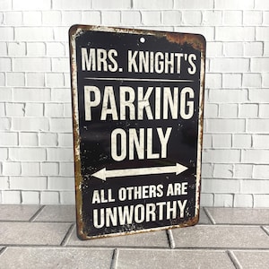 Parking Sign - Personalized Distressed-Style, Garage Decor for Car Enthusiasts
