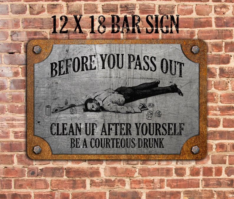 Before You Pass Out Vintage Style Funny Metal Bar Sign Etsy