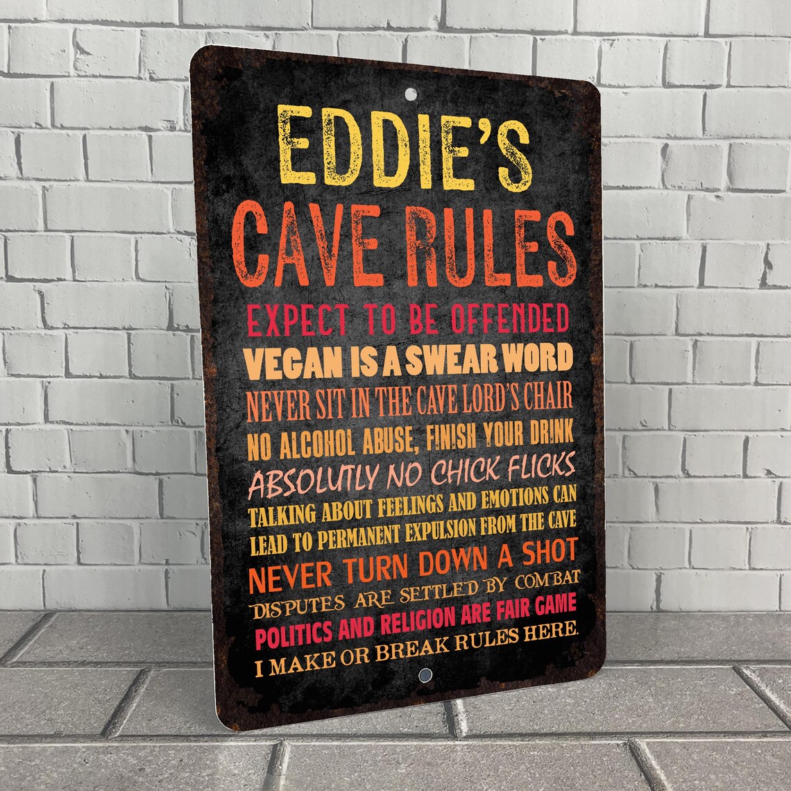 Man Cave Rules Metal Sign, Funny Personalized Gift for Him - Etsy