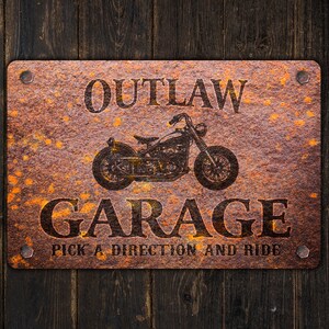 Panneau moto Garage pour motards personnalisé Plaque en métal personnalisée Design rouillé image 10