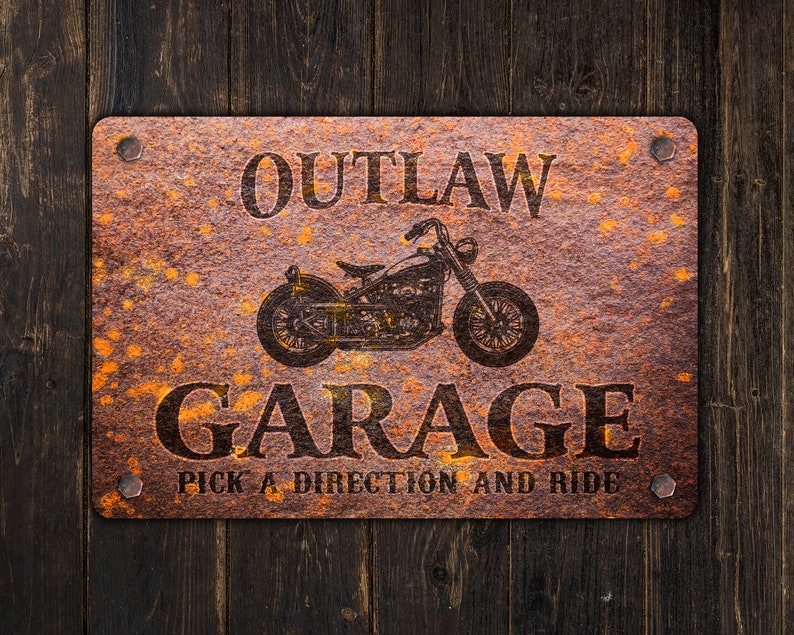 Panneau moto Garage pour motards personnalisé Plaque en métal personnalisée Design rouillé image 10