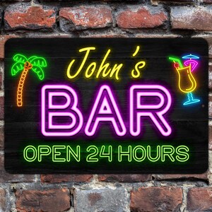 Neon Style Personalized Metal Bar Sign image 3