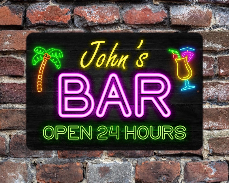 Neon Style Personalized Metal Bar Sign image 3