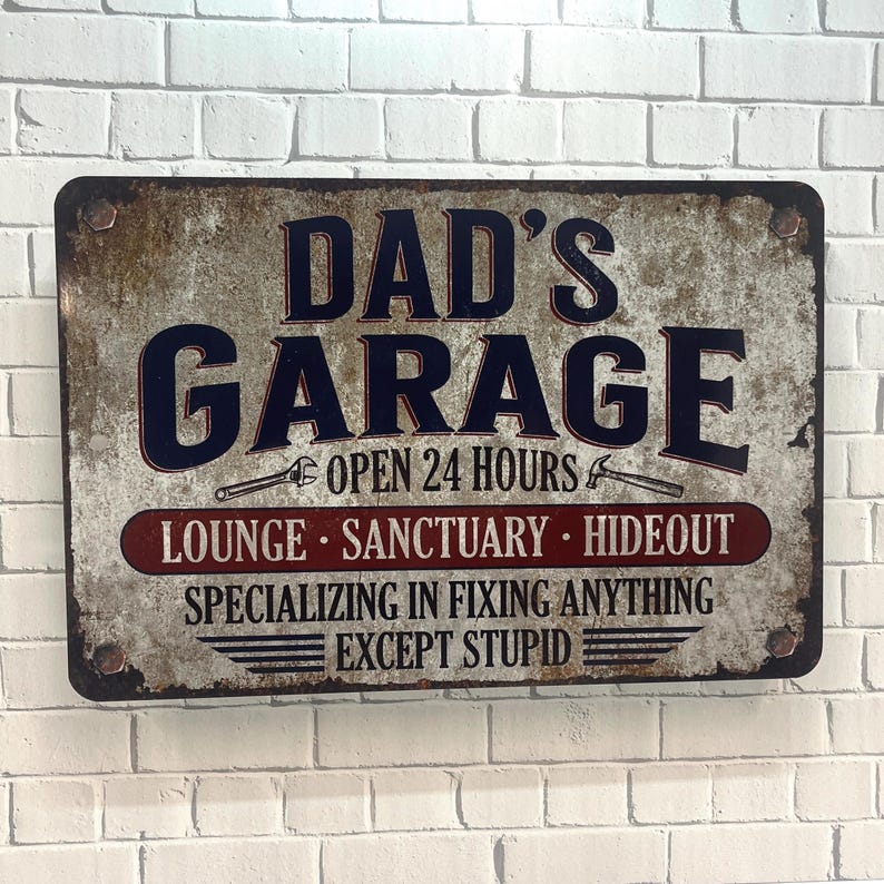 Personalized Garage Sign: Rusty Steel Metal Workshop Decor - Etsy