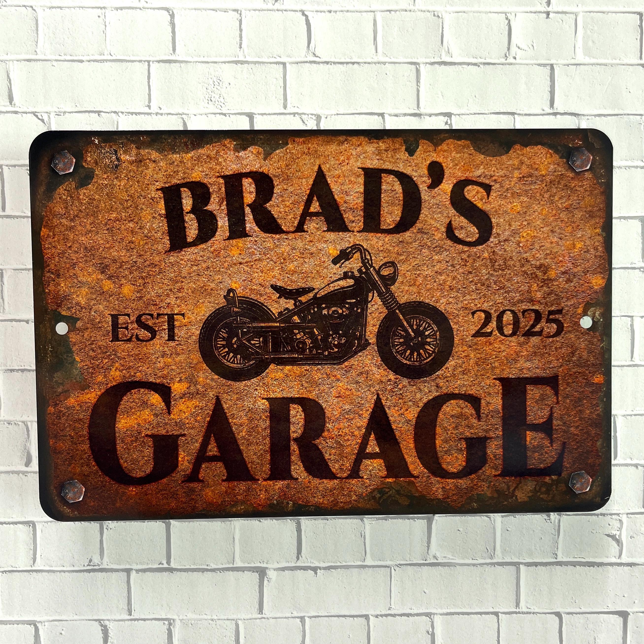 Motorcycle Sign | Custom Biker Garage | Personalized Metal Sign ...