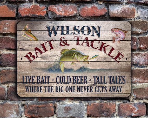 Personalized Fishing Sign - Bait and Tackle - Etsy